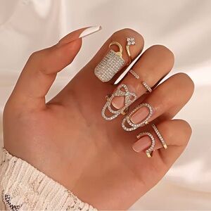Rhinestones Fingertip Rings Nail Ring